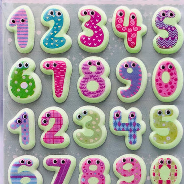 3D Colorful Pattern Number & Symbols Sticker - 1Pc